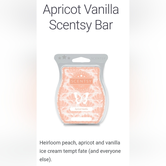 Scentsy Other - Scentsy Apricot Vanilla Heirloom Peach Icecream Scent 8 Break-Apart Wax Melt Bar